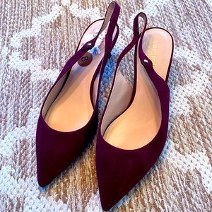 Burgundy Kate spade size 8 kitten heal in suede with sling back